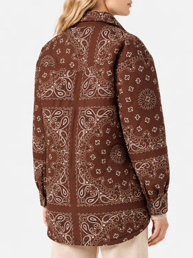 Brown Kimmy quilted jacket with bandana print