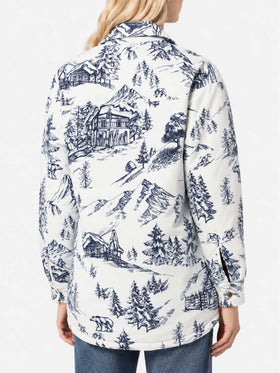 Veste matelassée légère Kimmy avec imprimé toile de jouy bleu 