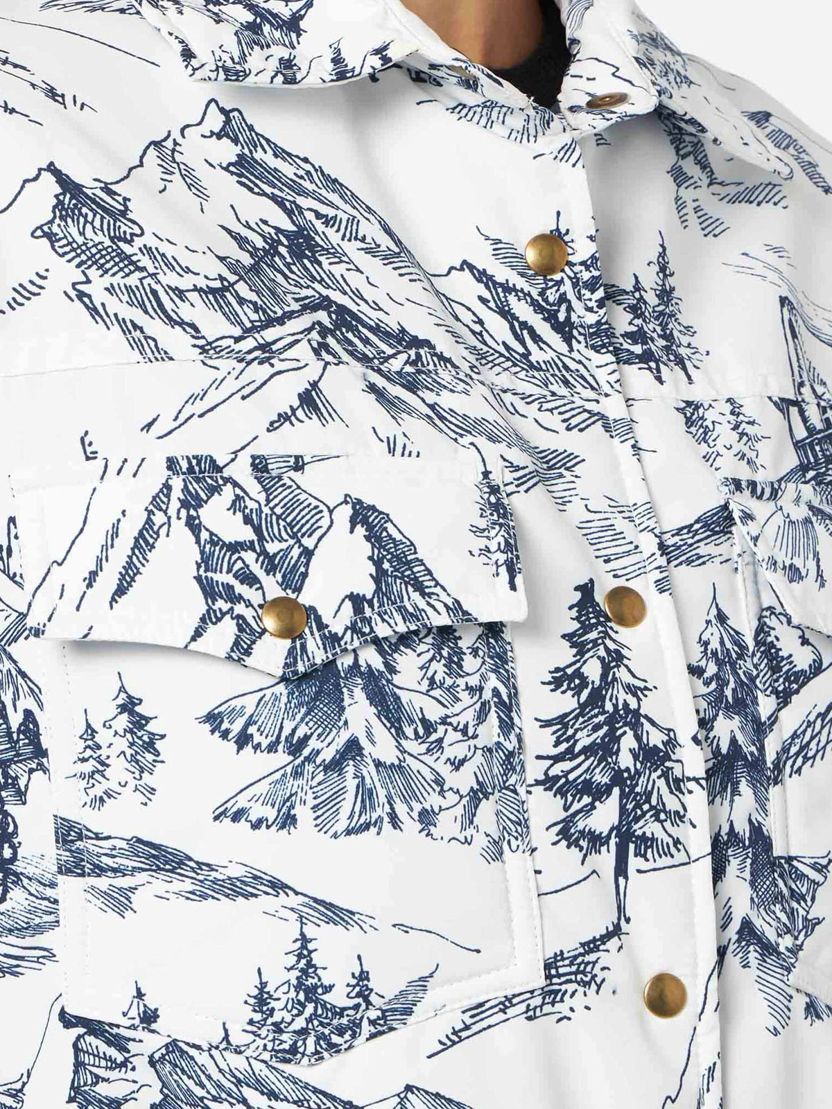 Veste matelassée légère Kimmy avec imprimé toile de jouy bleu 