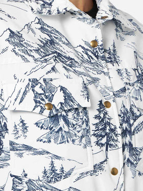 Veste matelassée légère Kimmy avec imprimé toile de jouy bleu 