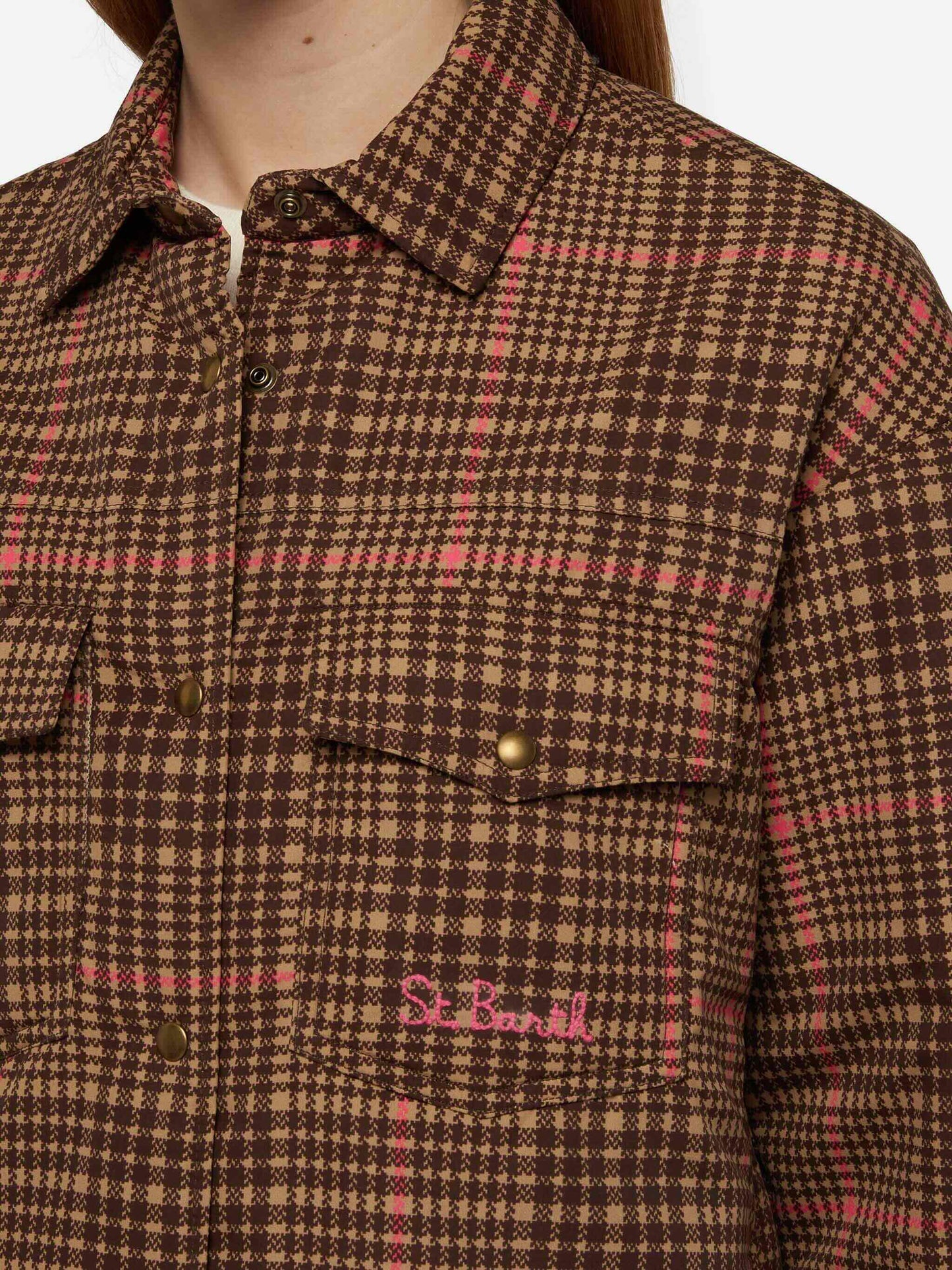 Quilted padded lightweight jacket Kimmy with pied de poule print - MC2 Saint Barth