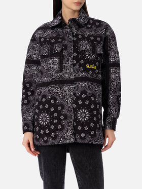 Woman jacket with black bandanna print - MC2 Saint Barth
