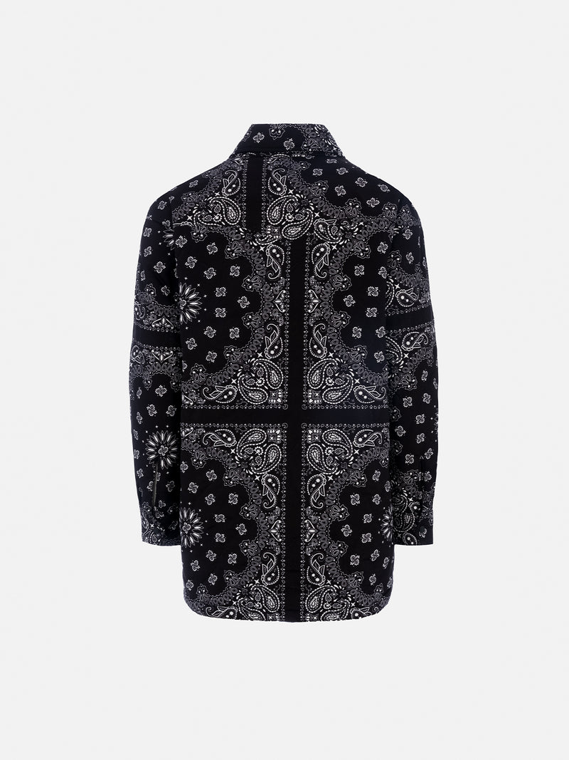 Woman jacket with black bandanna print