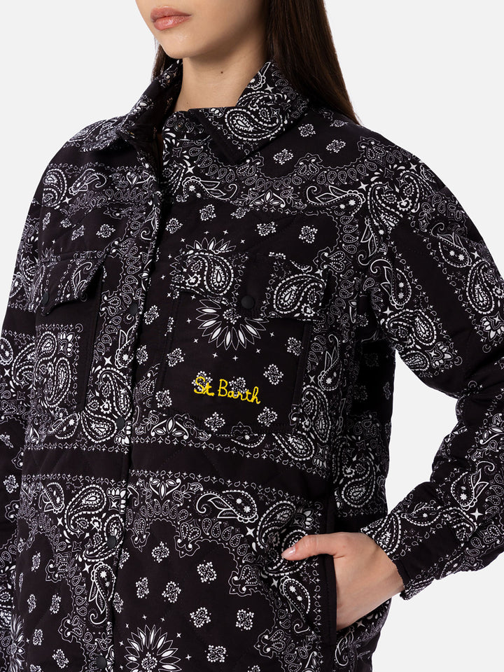 Woman jacket with black bandanna print - MC2 Saint Barth