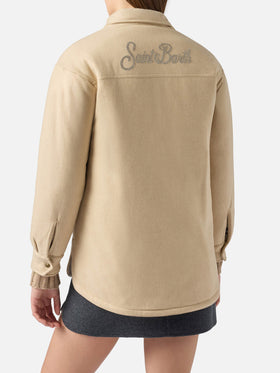 Damen-Wolljacke mit Saint-Barth-Strass-Print