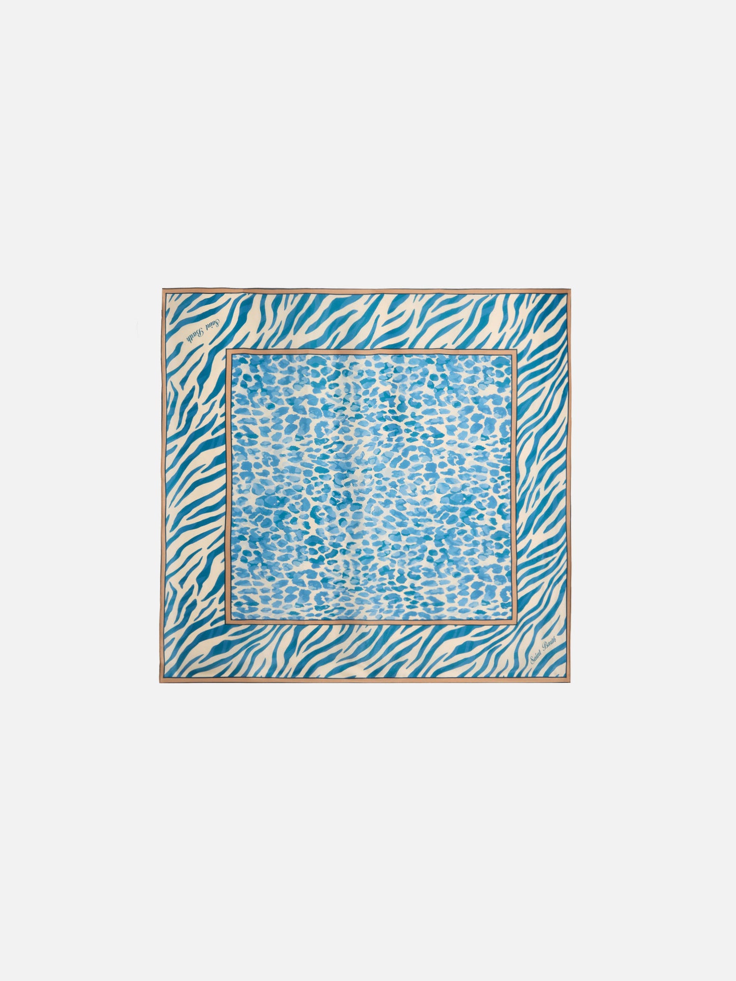 Foulard Kitana in seta con stampa animalier blu
