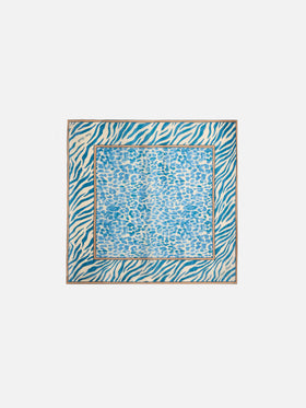 Foulard Kitana in seta con stampa animalier blu