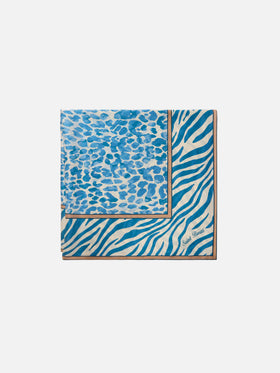 Foulard Kitana in seta con stampa animalier blu