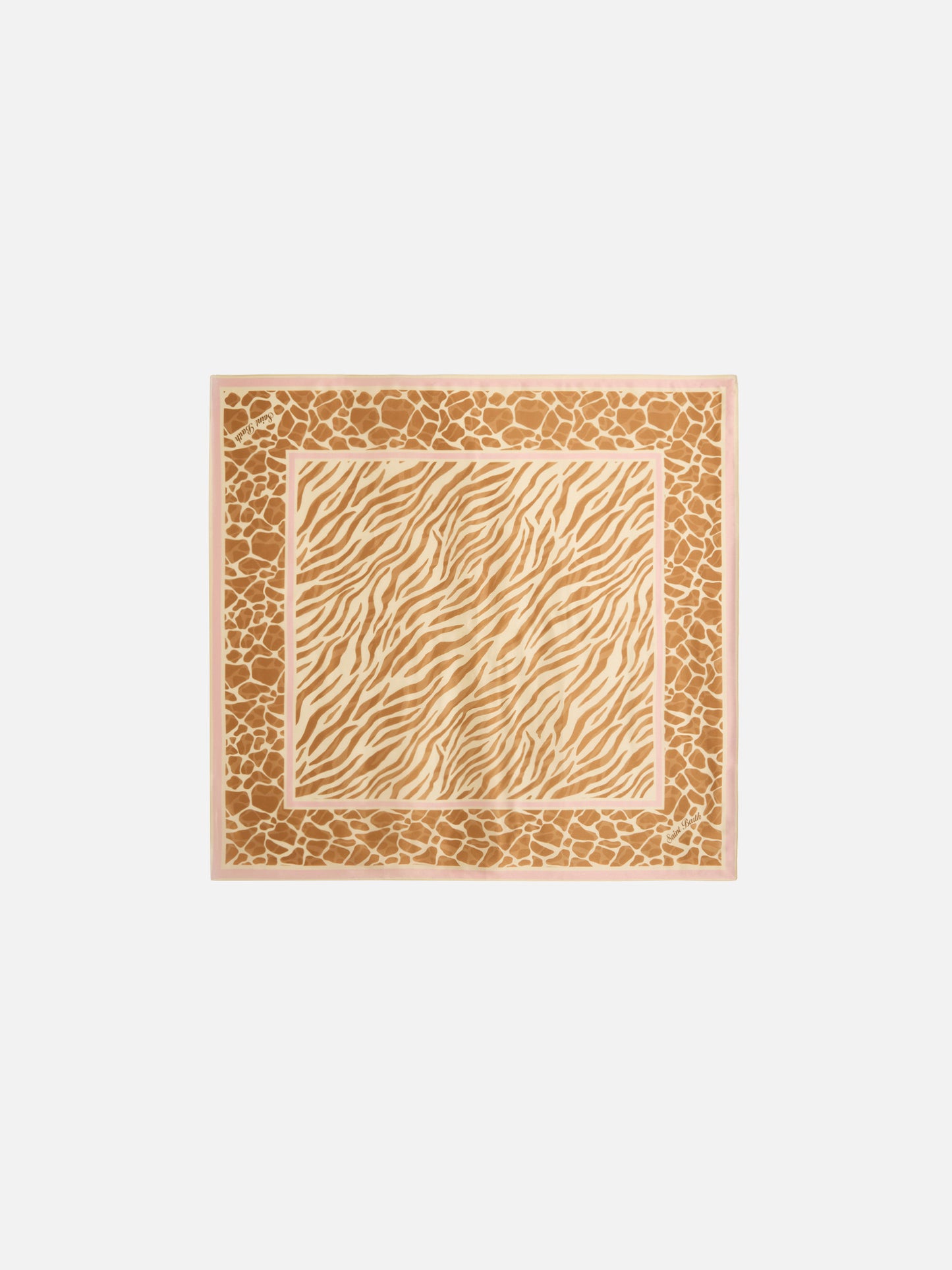Foulard Kitana in seta con stampa animalier beige