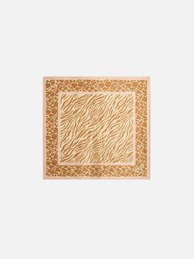 Foulard Kitana in seta con stampa animalier beige