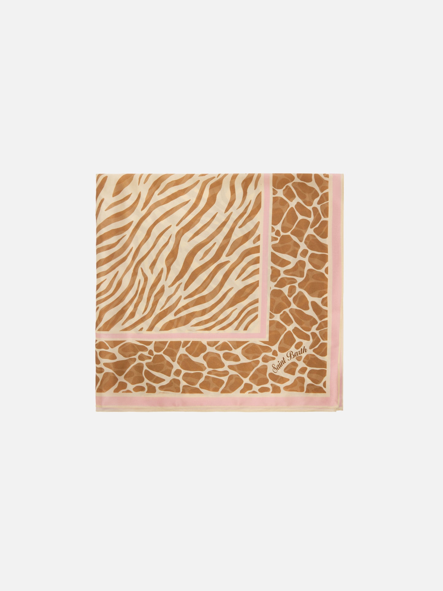 Foulard Kitana in seta con stampa animalier beige