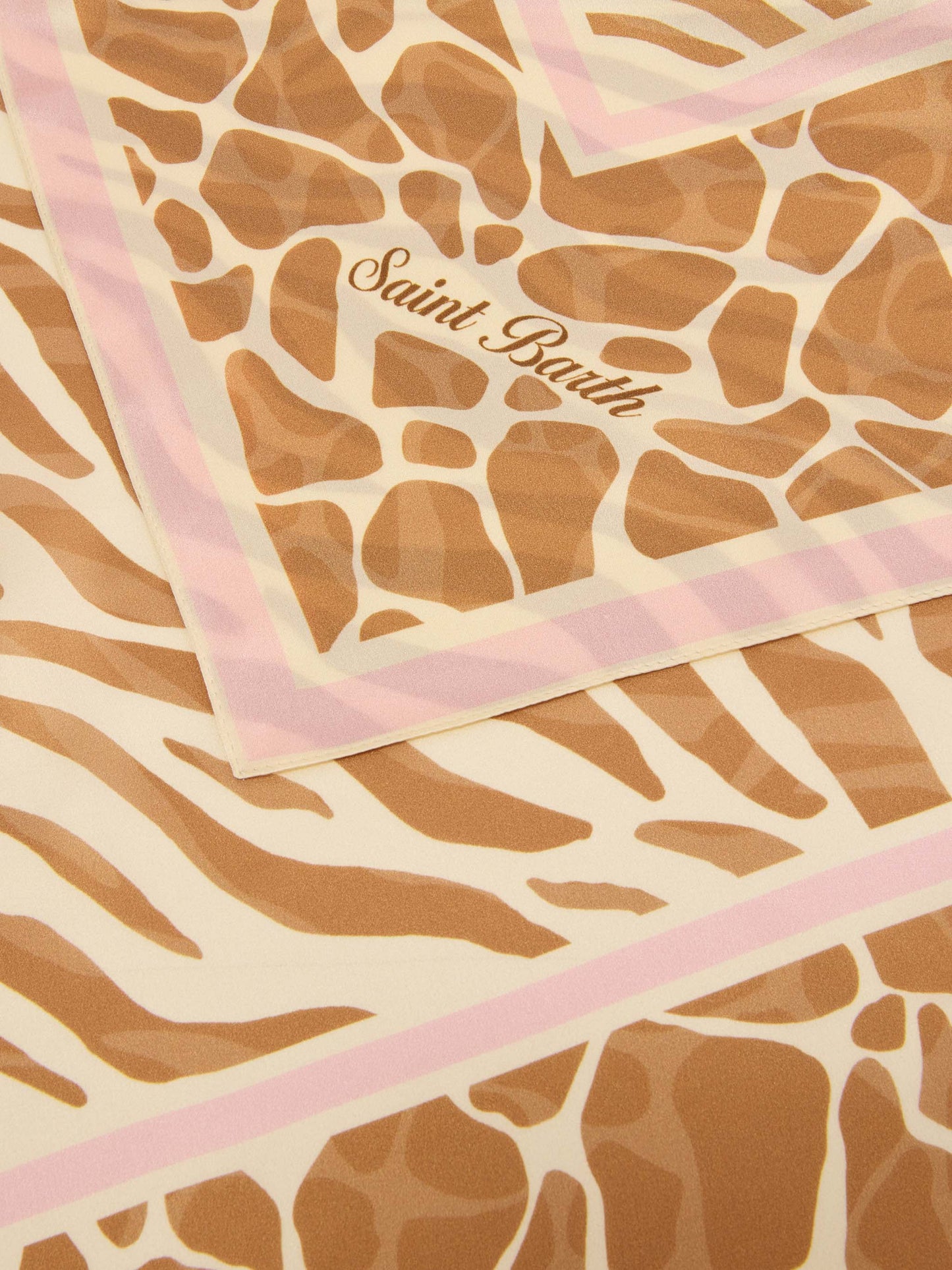 Foulard Kitana in seta con stampa animalier beige