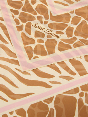 Foulard Kitana in seta con stampa animalier beige