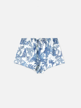 Shorts Kammy in seta con stampa toile de jouy