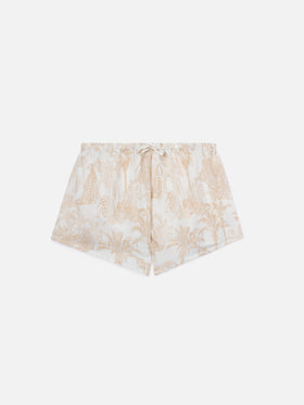 Kammy silk shorts with toile de Jouy print