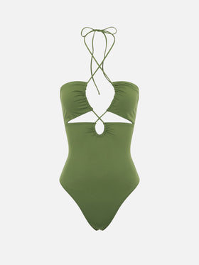 Military green cutout one piece swimsuit Kinsley - MC2 Saint Barth