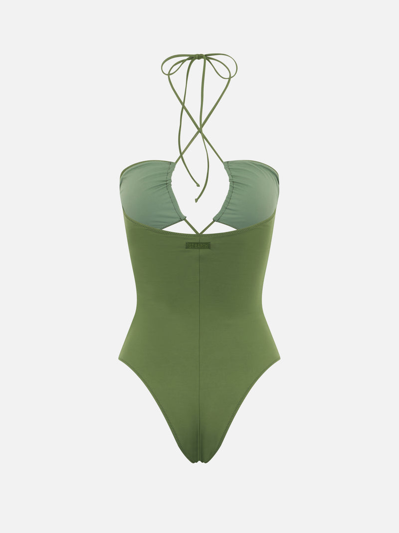 Military green cutout one piece swimsuit Kinsley