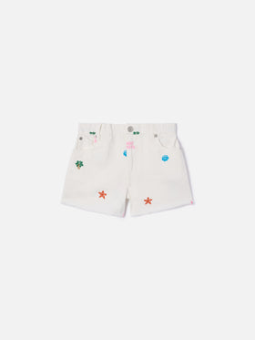 Kiko Jr Cotton shorts with multicolor embroidery