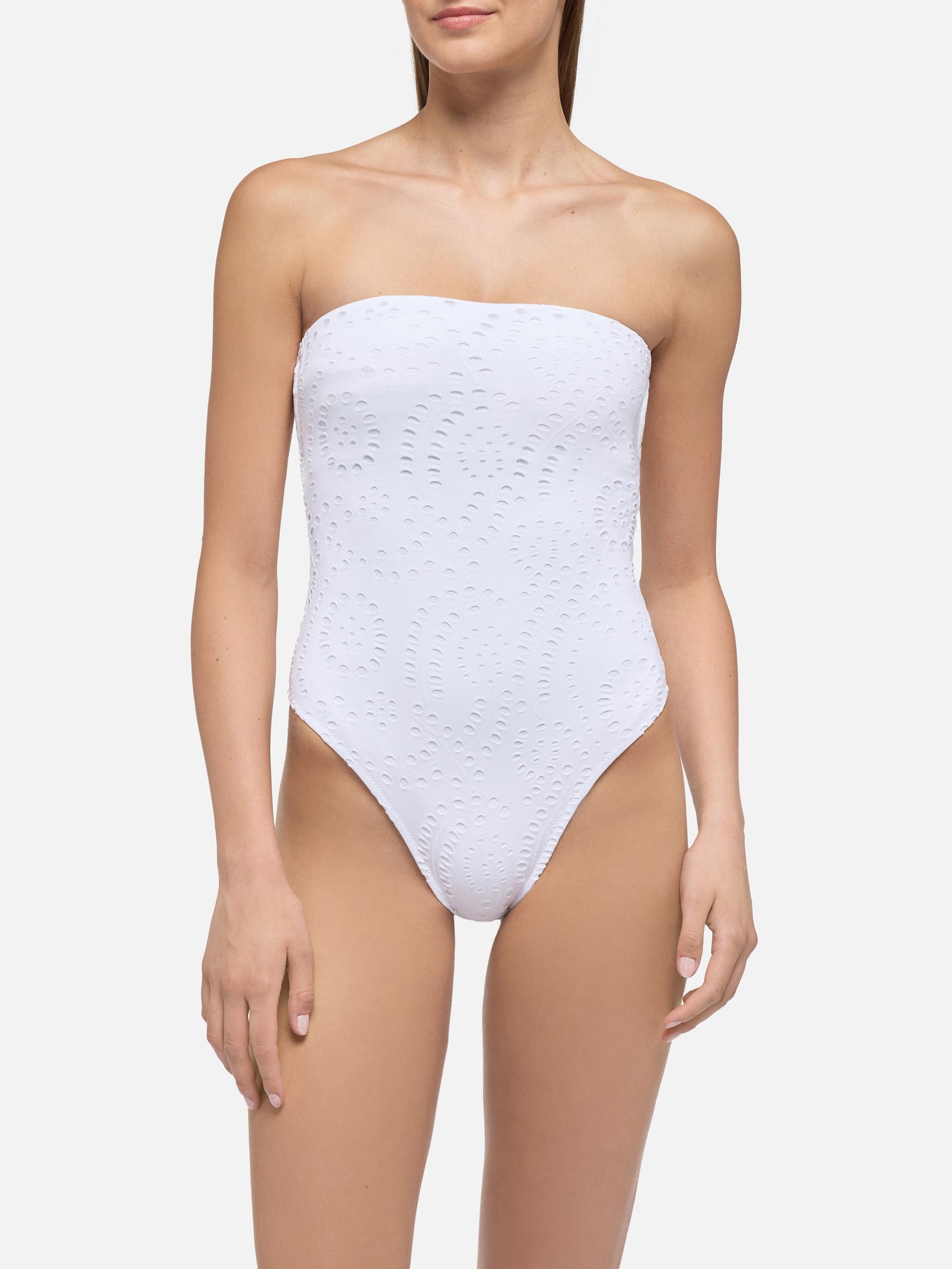 Kayla white sangallo lace one-piece swimsuit - MC2 Saint Barth