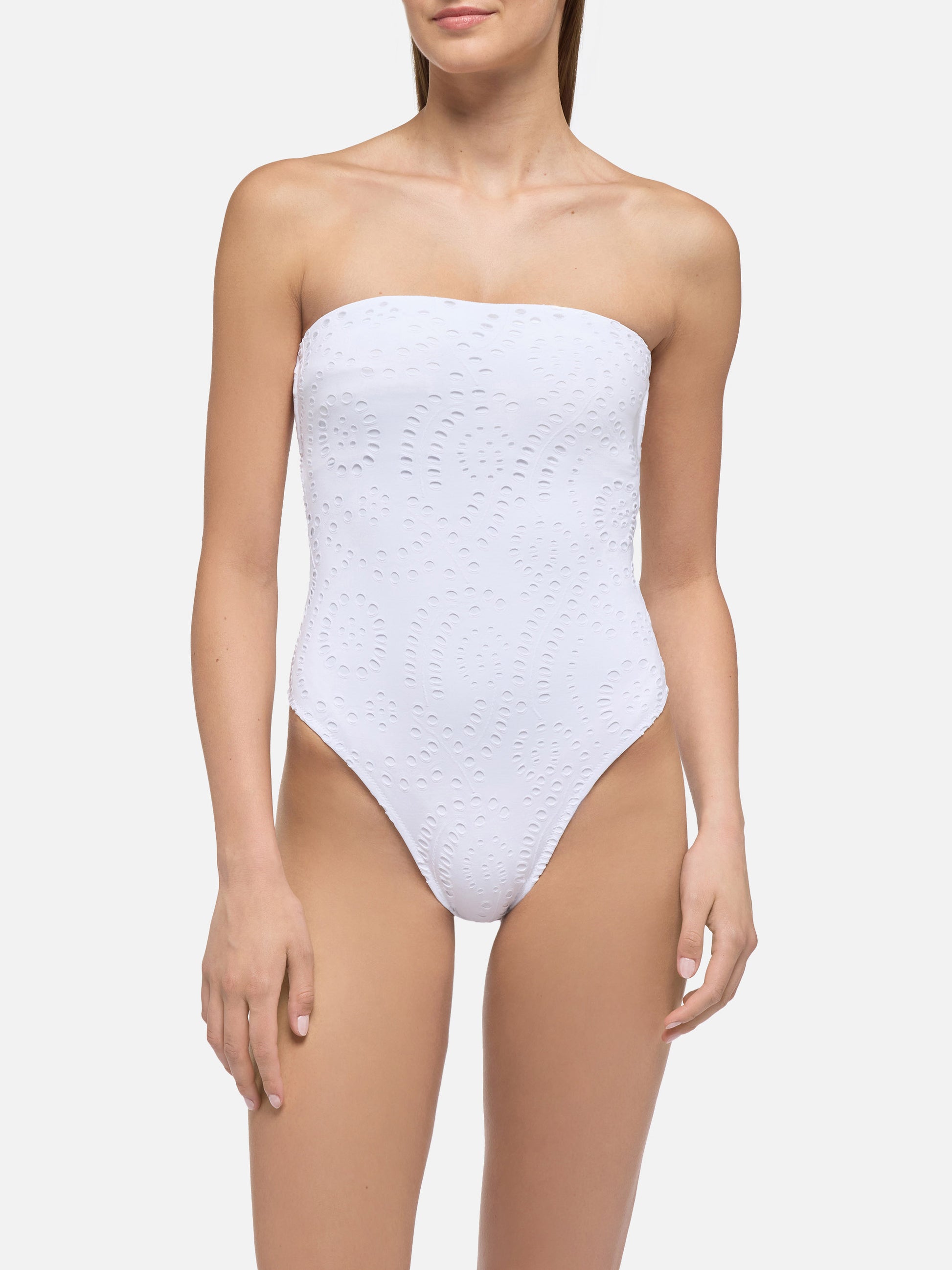 Kayla white sangallo lace one-piece swimsuit - MC2 Saint Barth