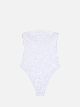 Kayla white sangallo lace one-piece swimsuit - MC2 Saint Barth