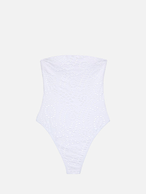 Kayla white sangallo lace one-piece swimsuit - MC2 Saint Barth