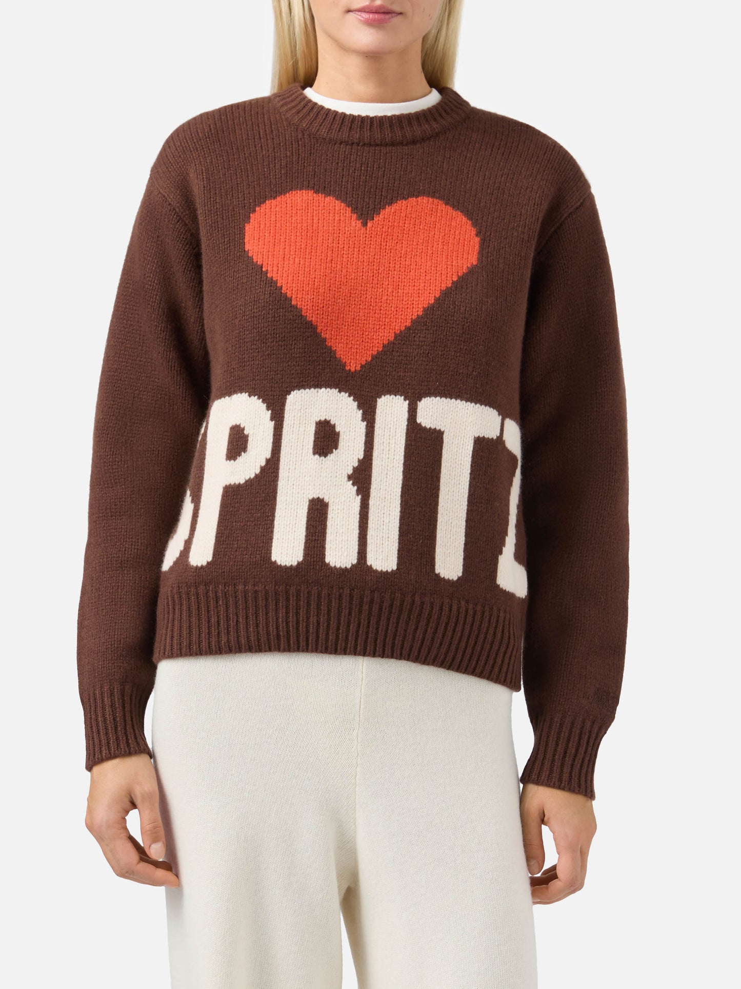 Kyla wool sweater in brown with Spritz jacquard