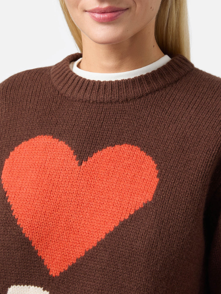 Kyla wool sweater in brown with Spritz jacquard