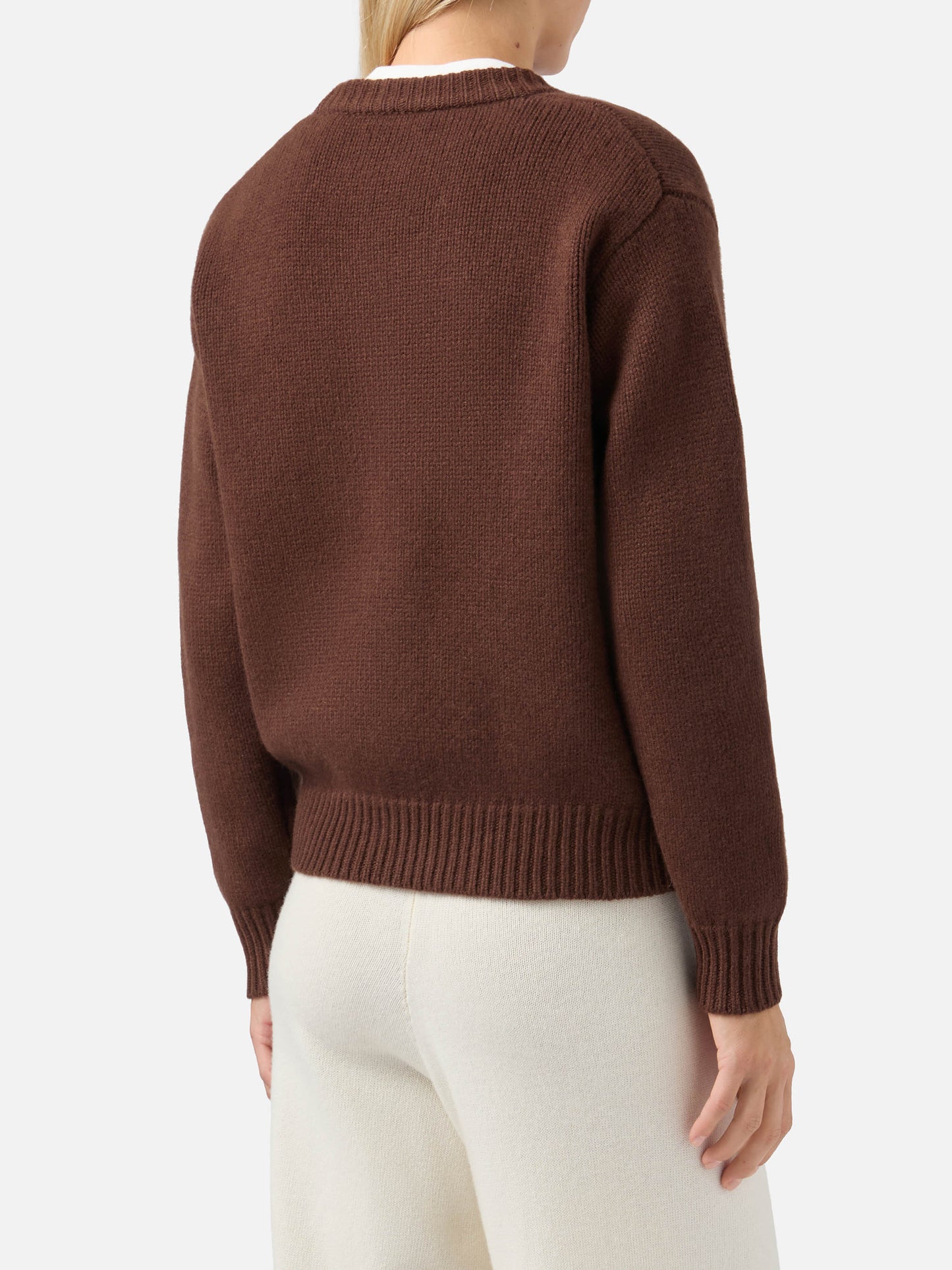 Kyla wool sweater in brown with Spritz jacquard