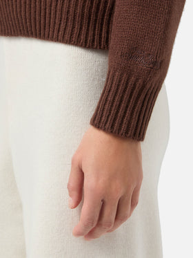 Kyla wool sweater in brown with Spritz jacquard
