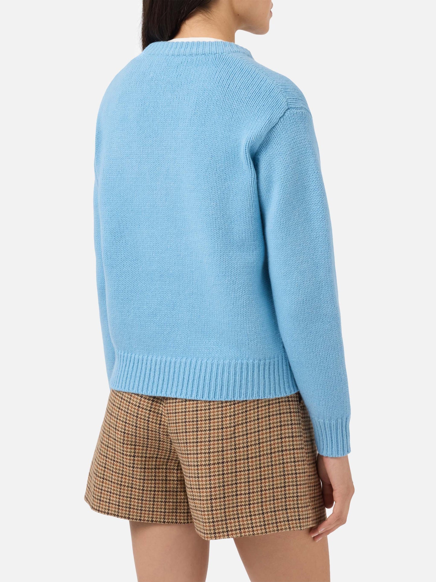 Kyla wool sweater in light blue with Snow jacquard