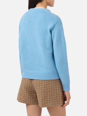 Kyla wool sweater in light blue with Snow jacquard