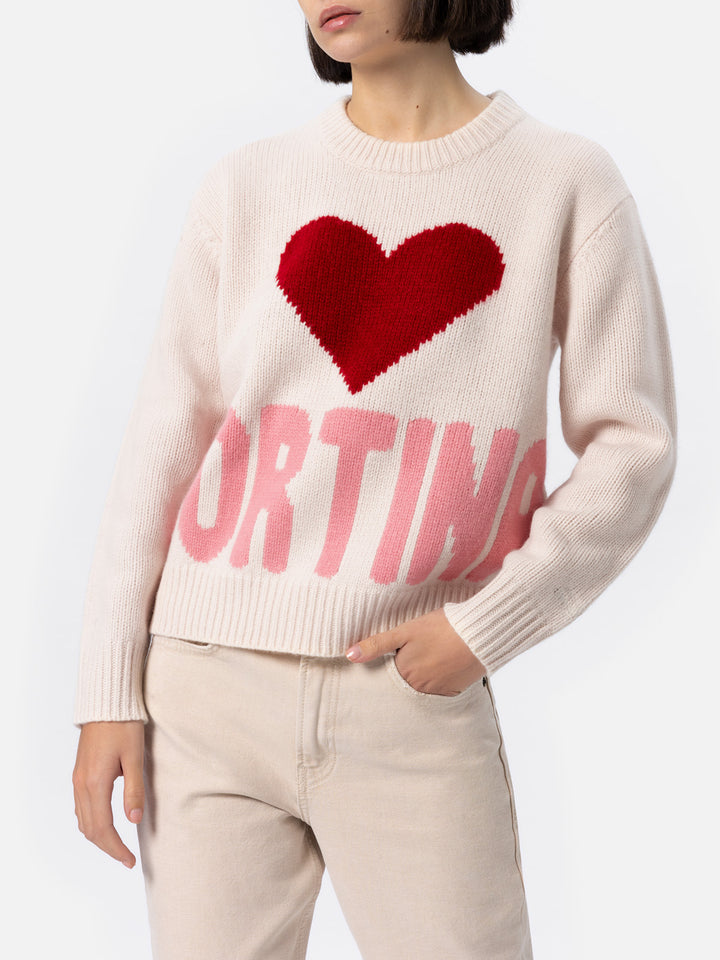 Woman white fair isle sweater Kyla with Cortina jacquard - MC2 Saint Barth