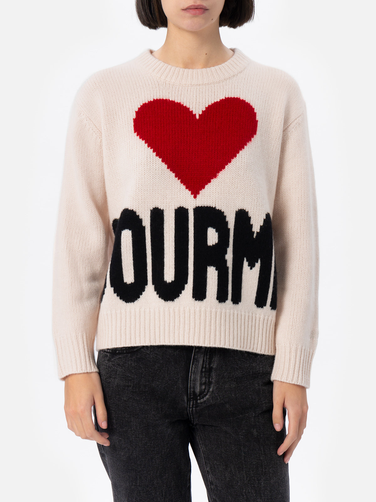 Woman white fair isle sweater Kyla with Courma jacquard - MC2 Saint Barth