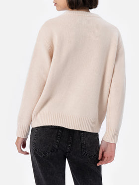 Woman white fair isle sweater Kyla with Courma jacquard - MC2 Saint Barth