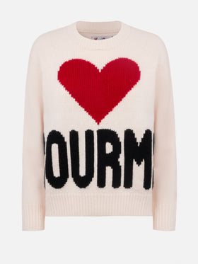 Woman white fair isle sweater Kyla with Courma jacquard - MC2 Saint Barth