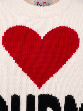 Woman white fair isle sweater Kyla with Courma jacquard - MC2 Saint Barth