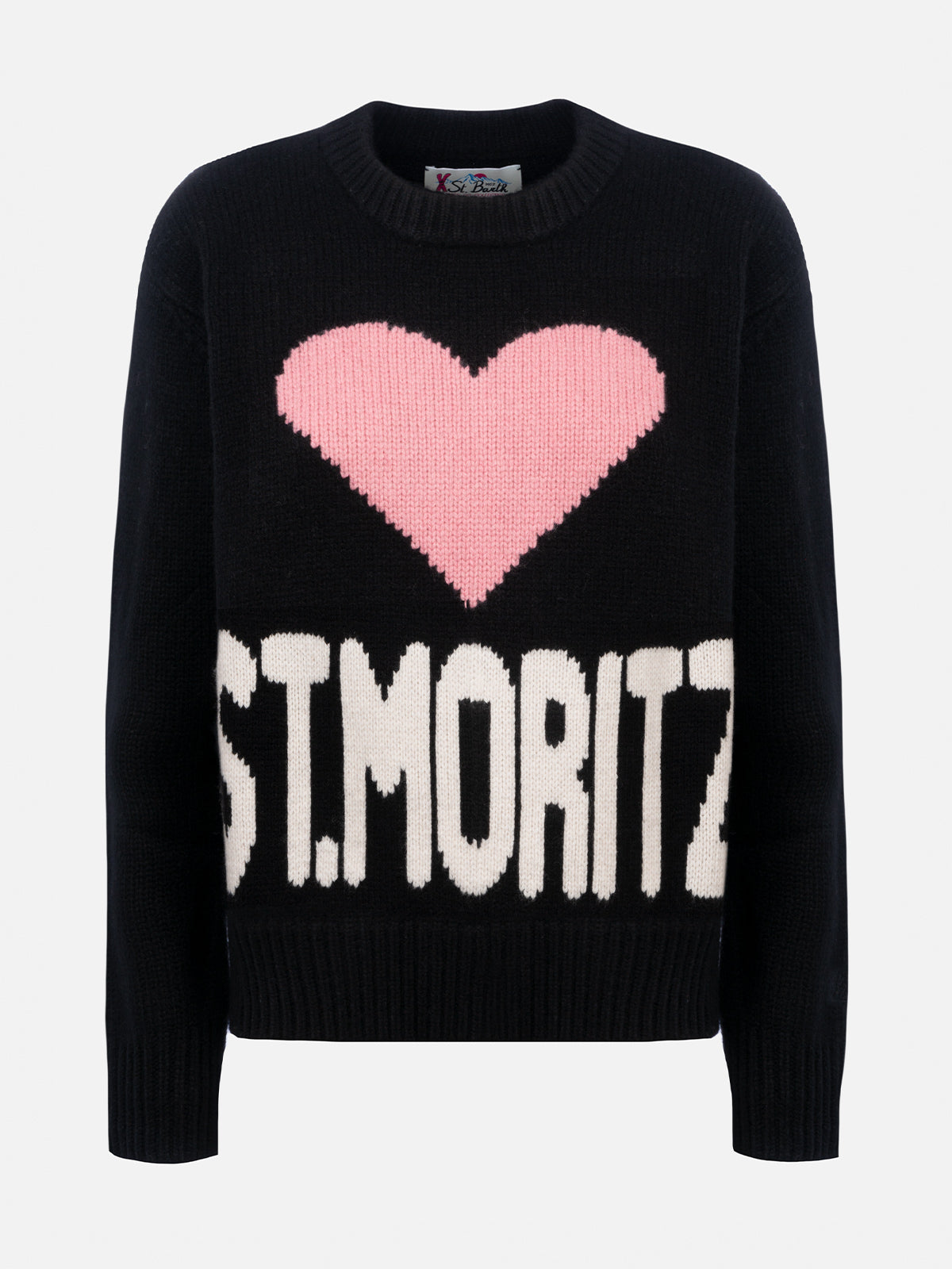 Woman black fair isle sweater Kyla with St. Moritz jacquard - MC2 Saint Barth