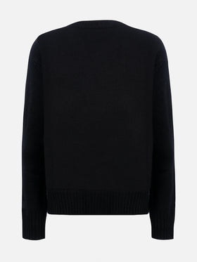 Woman black fair isle sweater Kyla with St. Moritz jacquard - MC2 Saint Barth