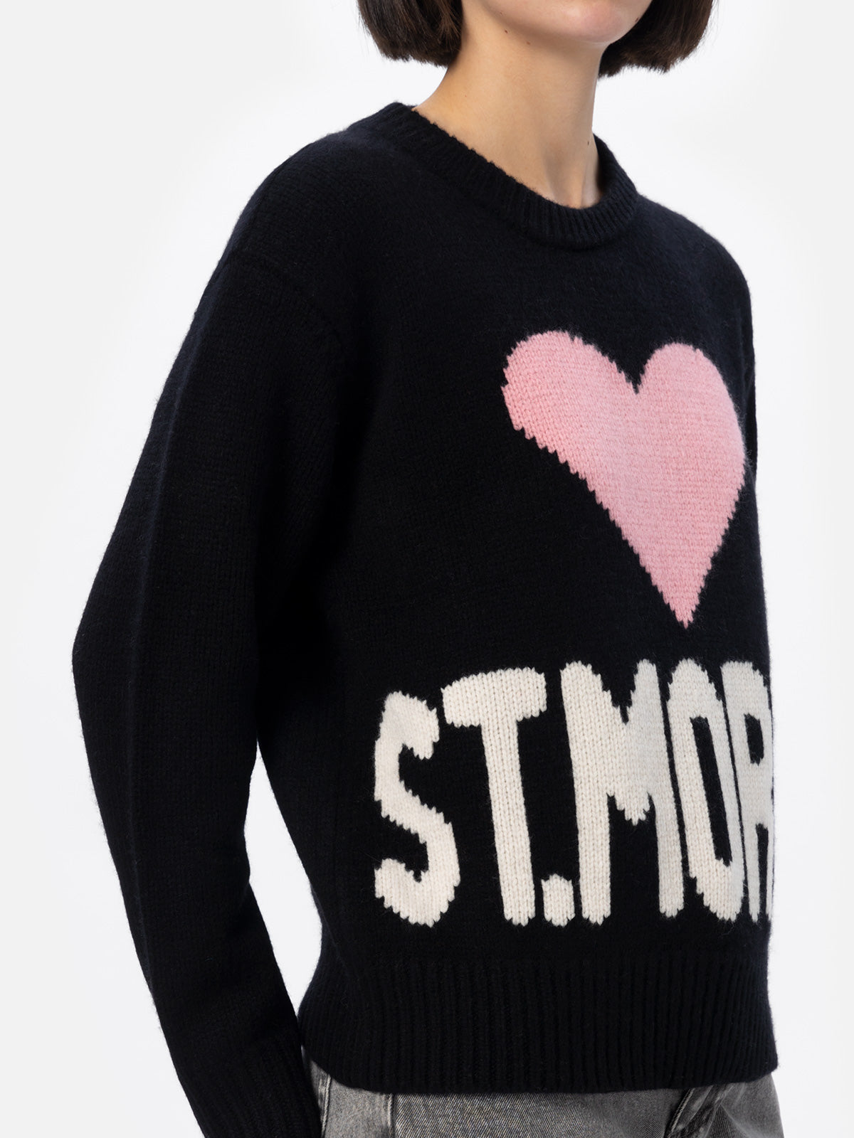 Woman black fair isle sweater Kyla with St. Moritz jacquard - MC2 Saint Barth