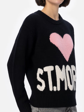 Woman black fair isle sweater Kyla with St. Moritz jacquard - MC2 Saint Barth