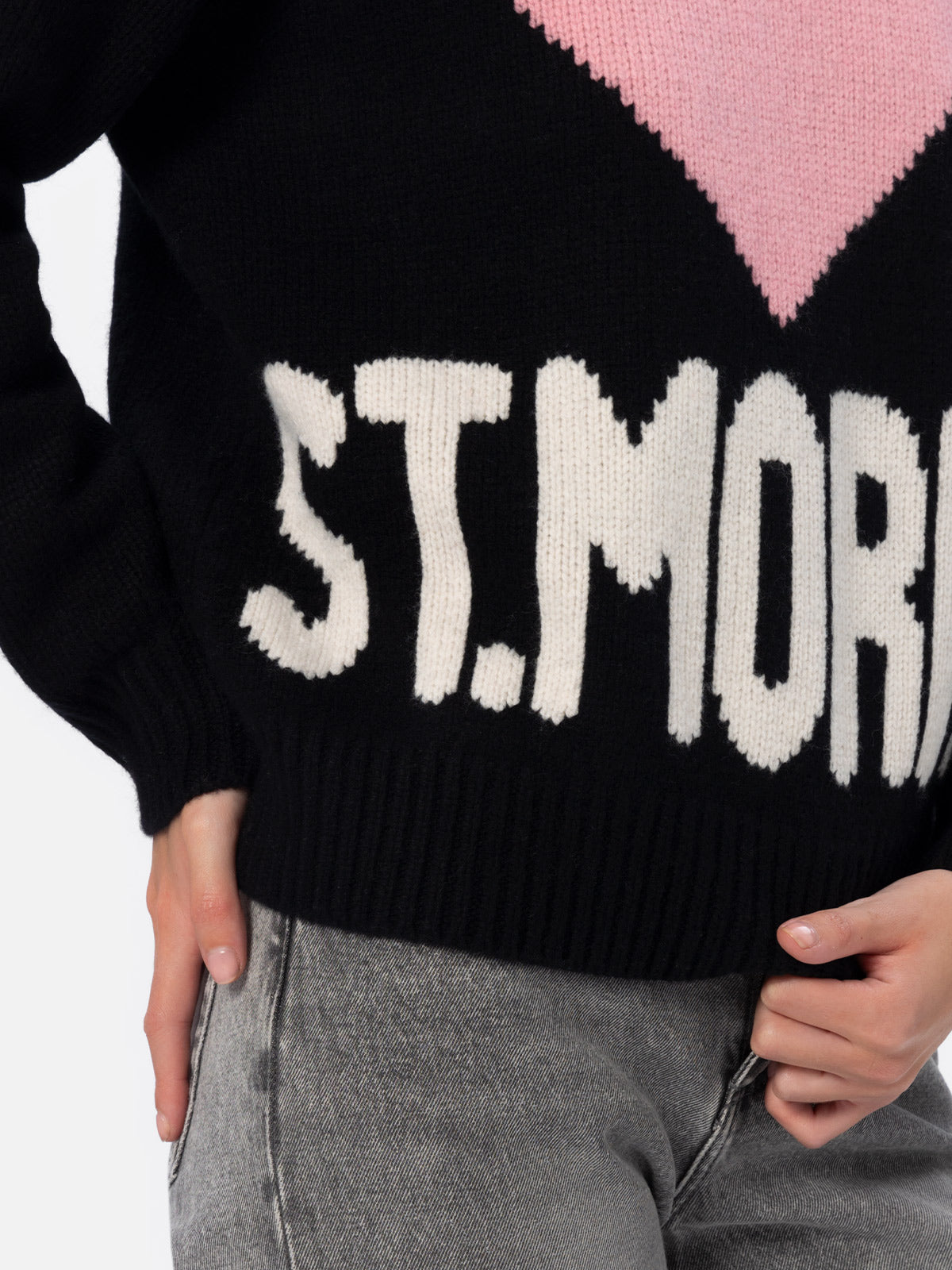 Woman black fair isle sweater Kyla with St. Moritz jacquard - MC2 Saint Barth