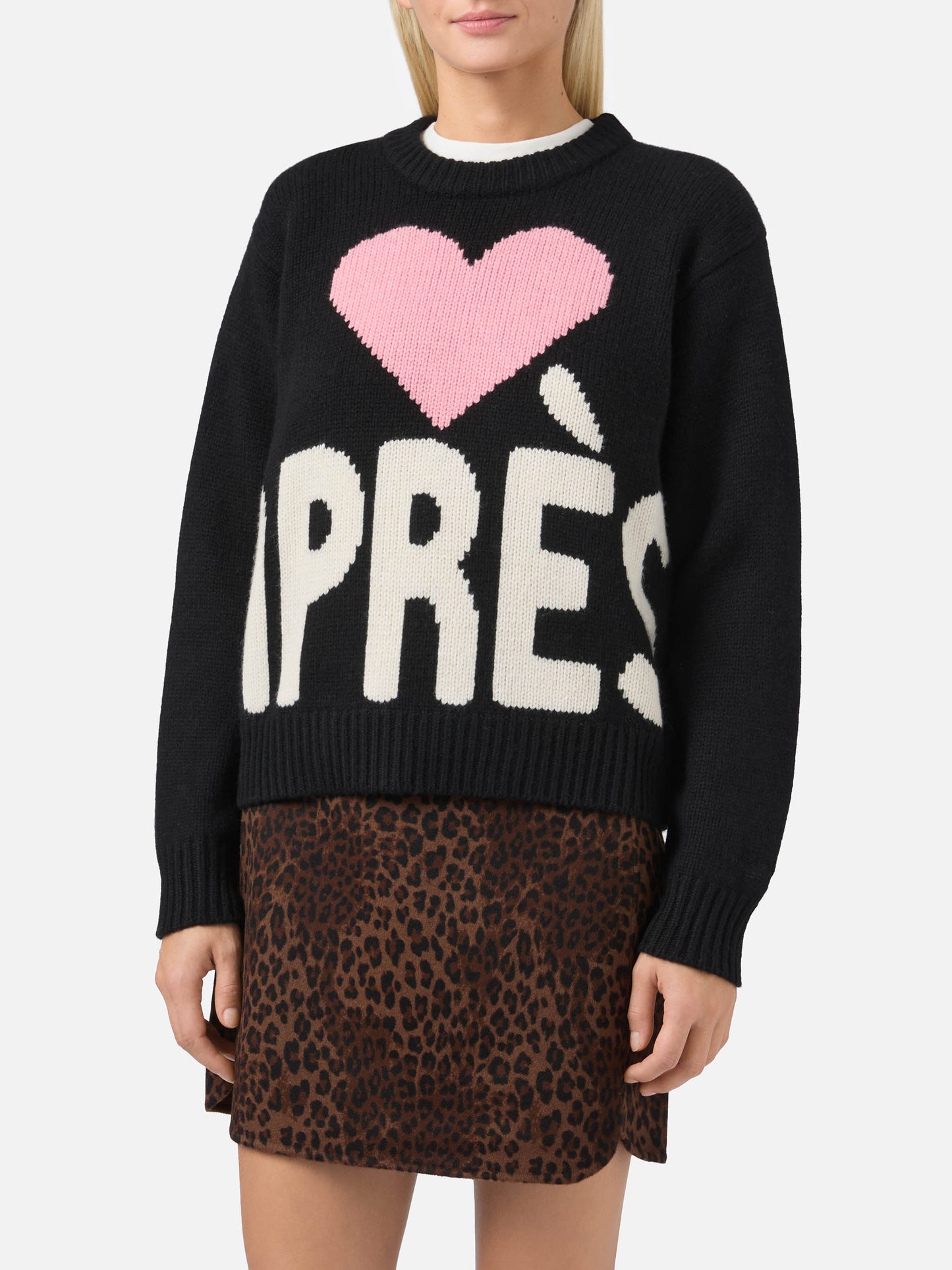 Kyla Wollpullover in Schwarz mit Après-Jacquard