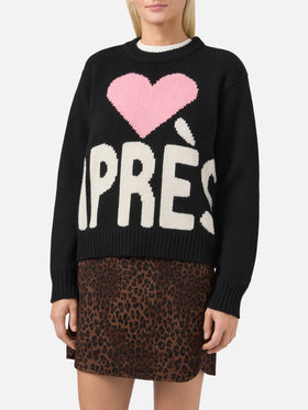 Kyla Wollpullover in Schwarz mit Après-Jacquard