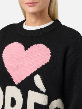 Kyla Wollpullover in Schwarz mit Après-Jacquard