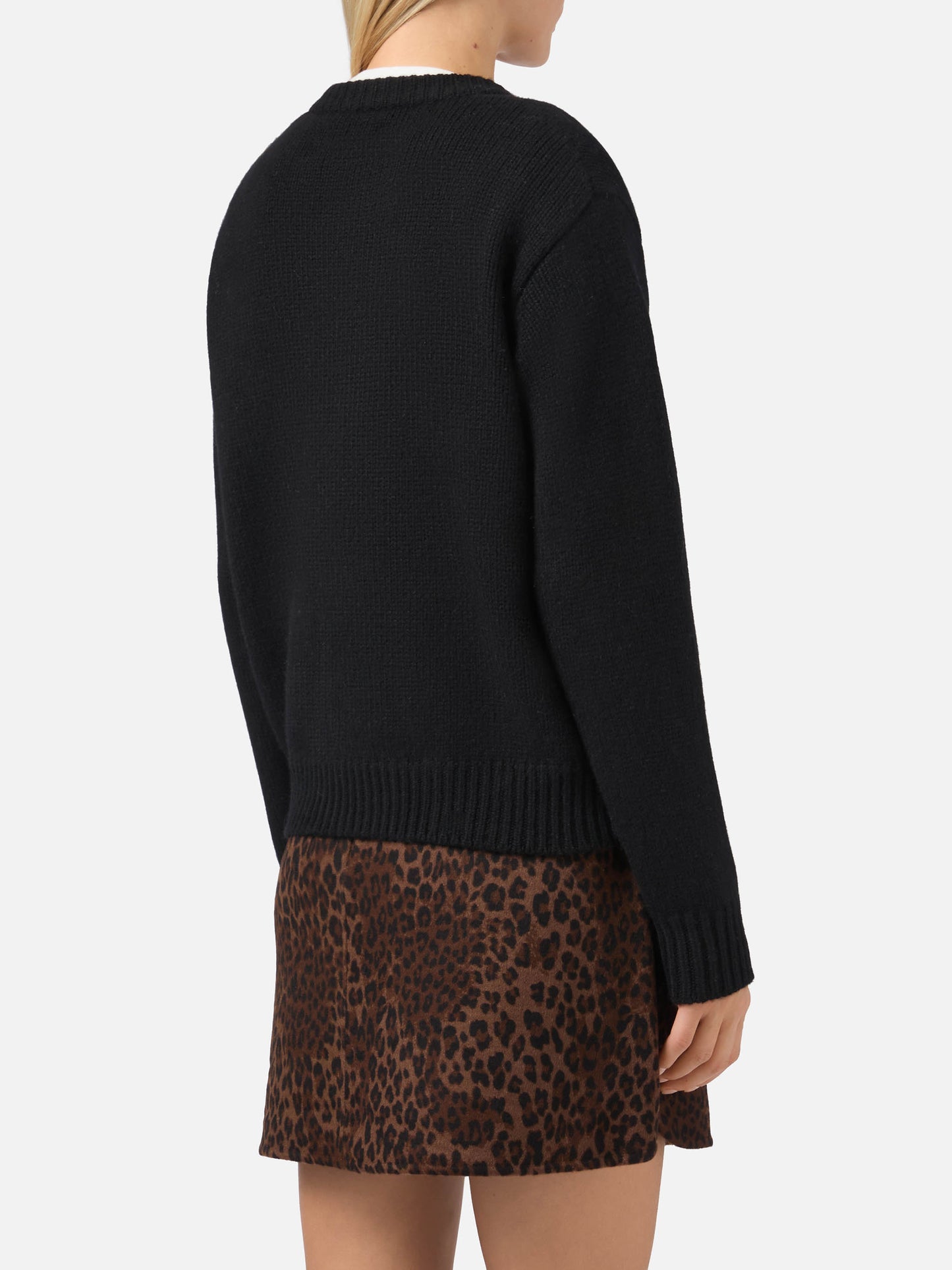 Kyla Wollpullover in Schwarz mit Après-Jacquard