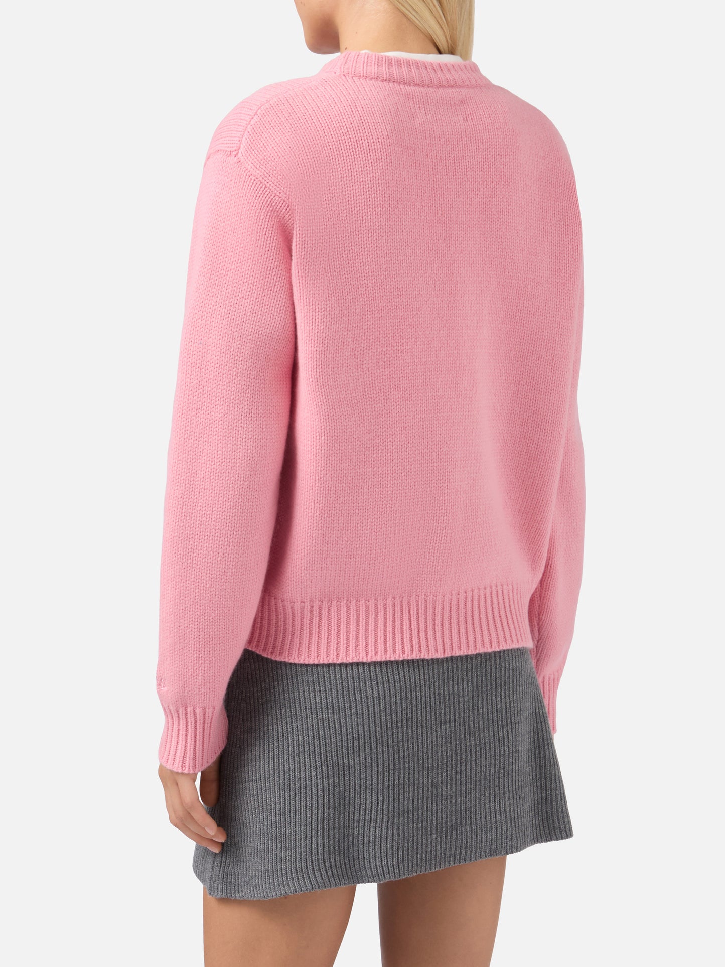 Kyla wool sweater in pink with Courma jacquard