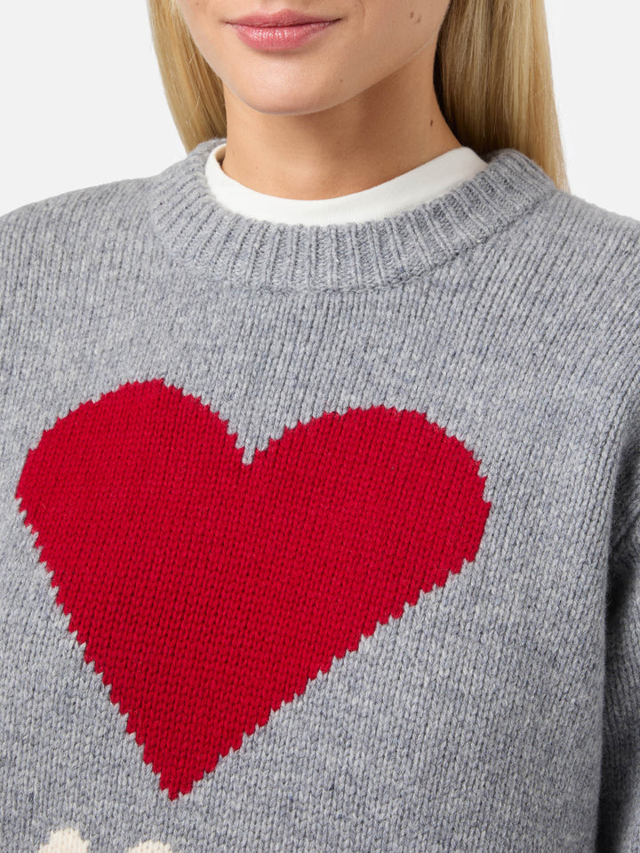 Maglione Kyla in lana grigio con jacquard St. Moritz