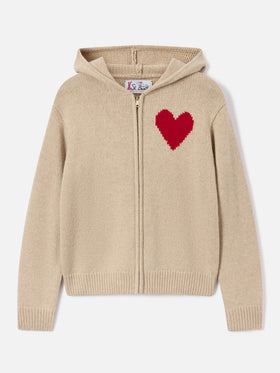 Sudadera con capucha de punto de lana Kyla beige con intarsia St. Barth 
