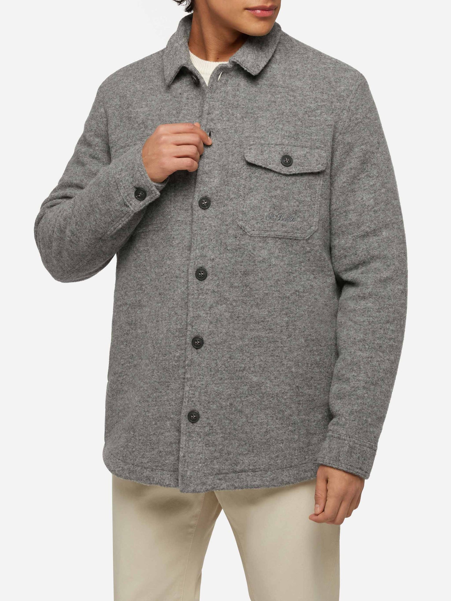 Man grey wool blend overshirt Landeck - MC2 Saint Barth